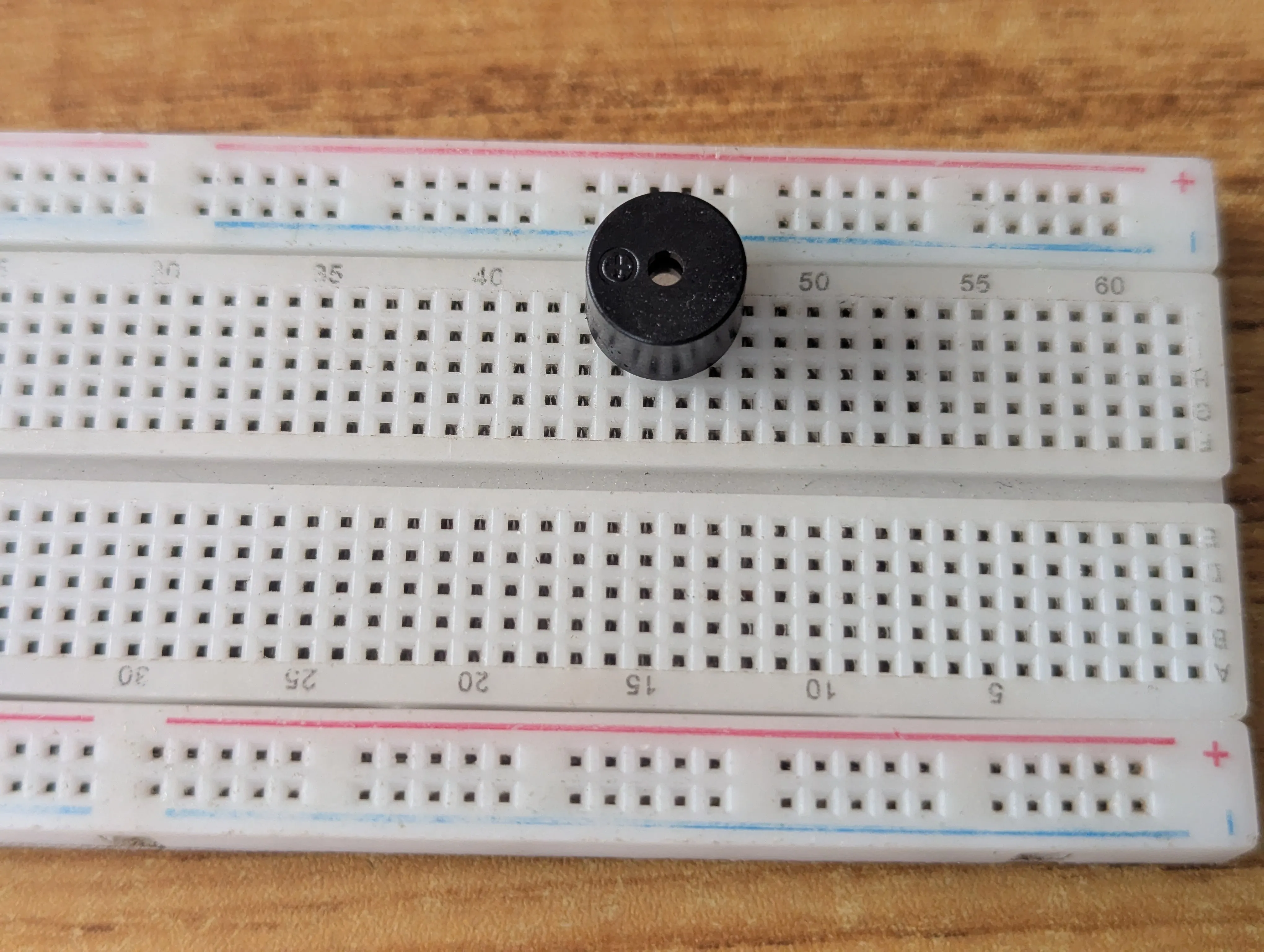 LED fixed on breadboard