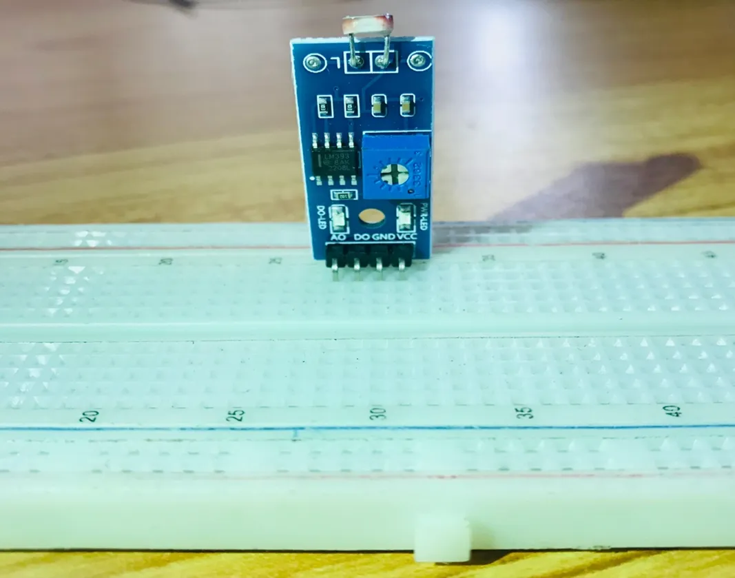 LDR fixed on breadboard