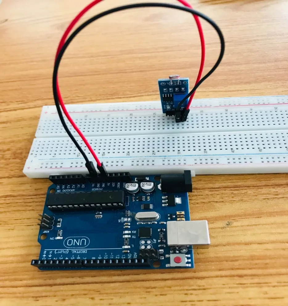 LED fixed on breadboard