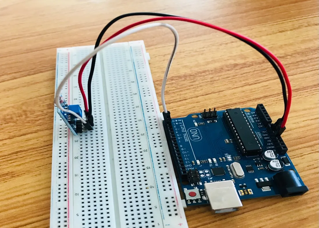 LED fixed on breadboard