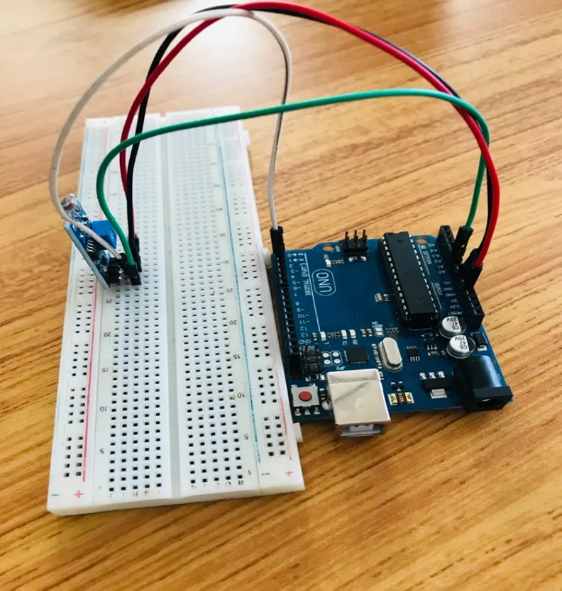 LED fixed on breadboard