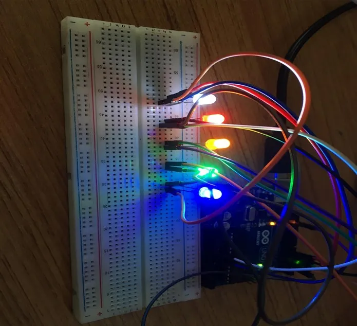 LED fixed on breadboard