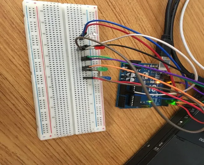 LED fixed on breadboard