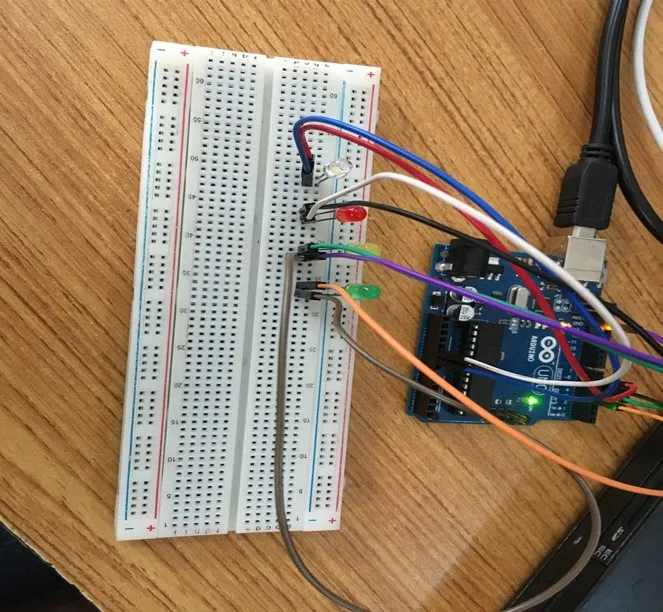 LED fixed on breadboard