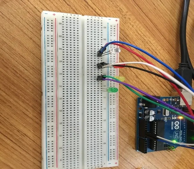 LED fixed on breadboard