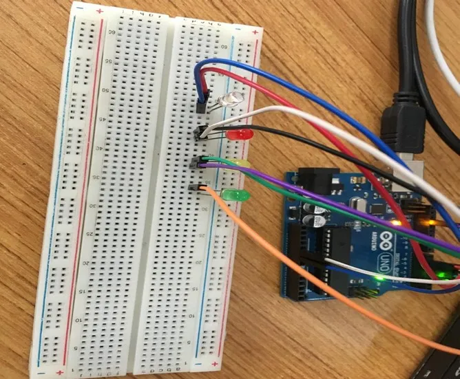 LED fixed on breadboard
