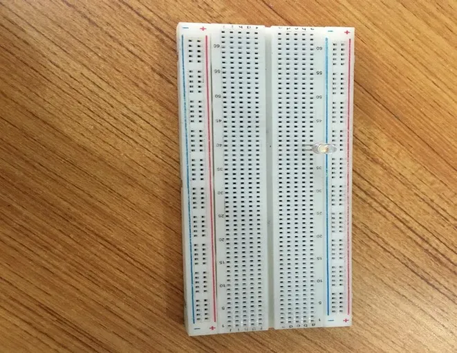 LED fixed on breadboard