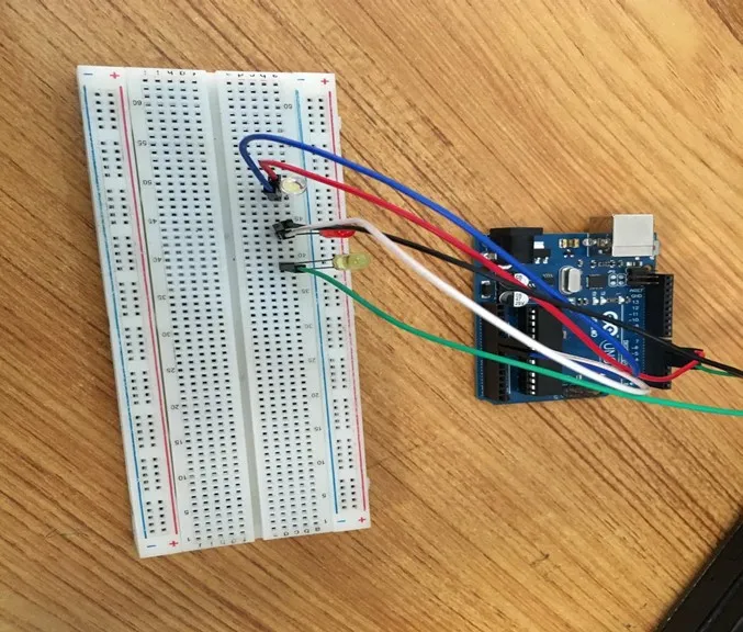 LED fixed on breadboard