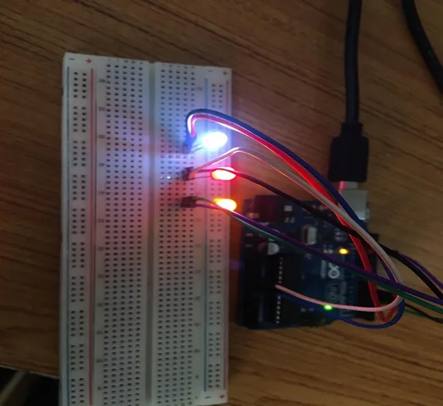 LED fixed on breadboard