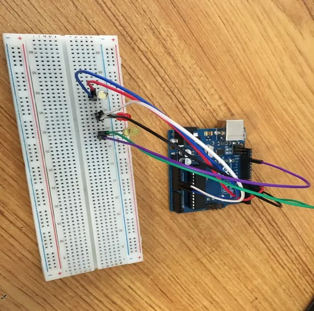 LED fixed on breadboard