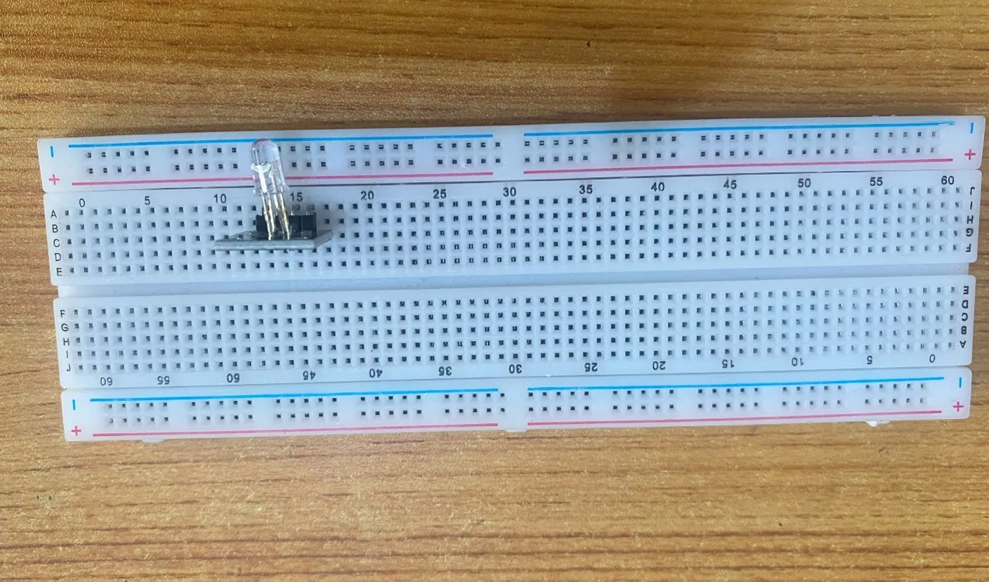 LED fixed on breadboard