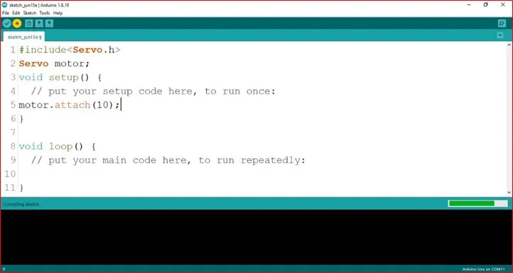 Attach the Servo to Pin 10: