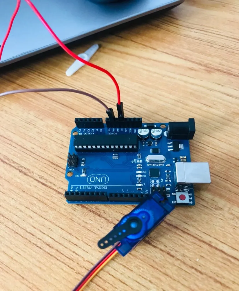 connect the other brown jumper wire to gnd on Arduino Uno
