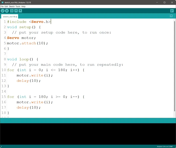 Set the Servo Angle (i):
