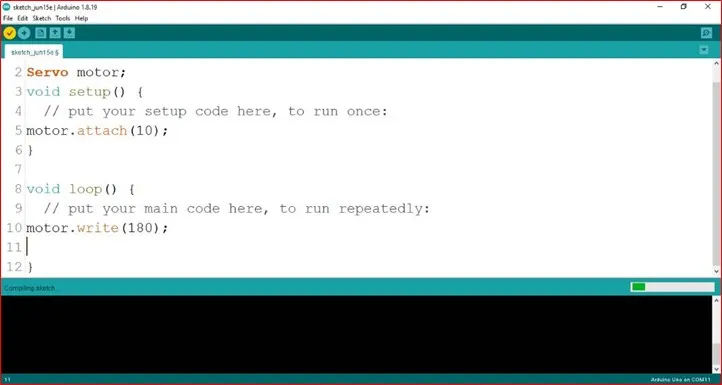 Set the Servo Angle (180):