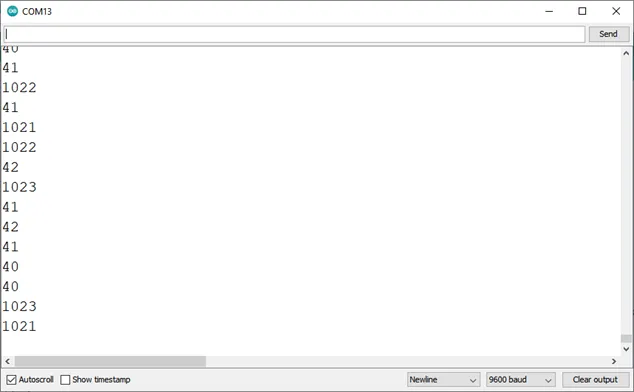 Serial monitor starts displaying sound values