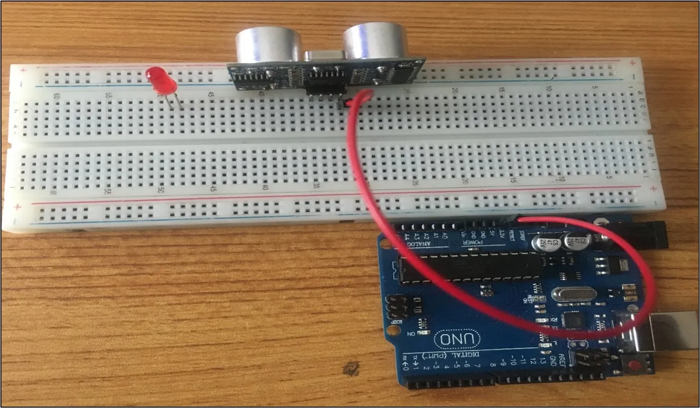 LED fixed on breadboard