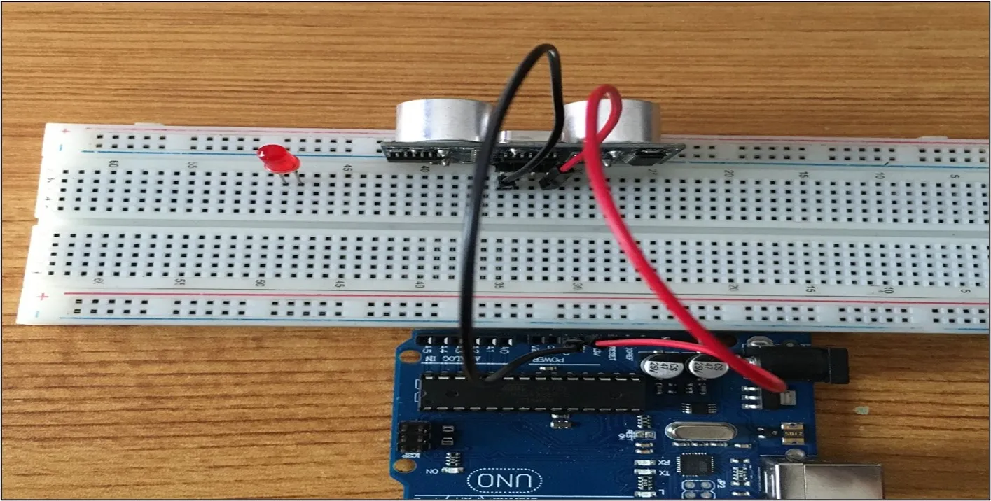 LED fixed on breadboard
