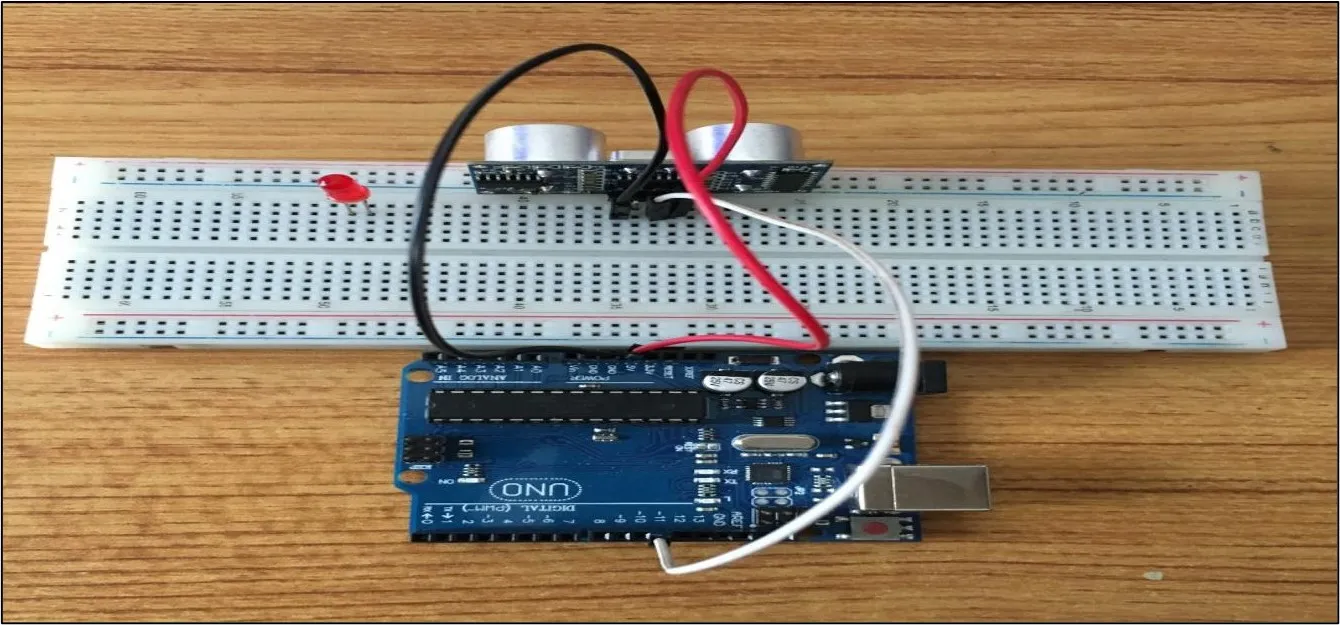 LED fixed on breadboard