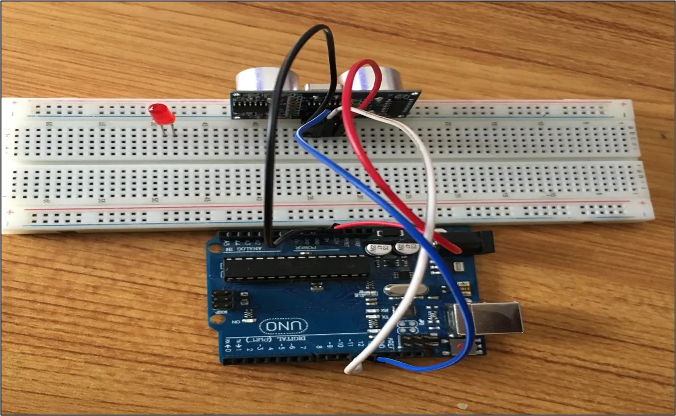 LED fixed on breadboard