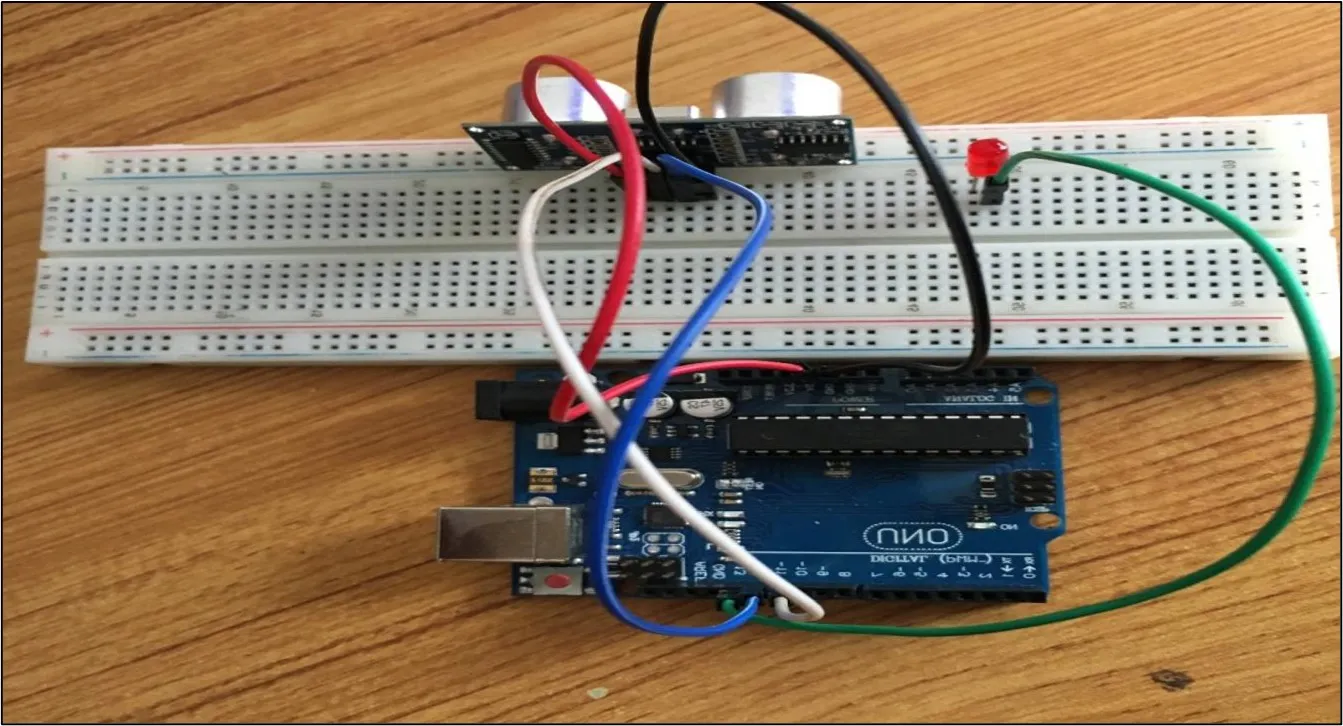 LED fixed on breadboard