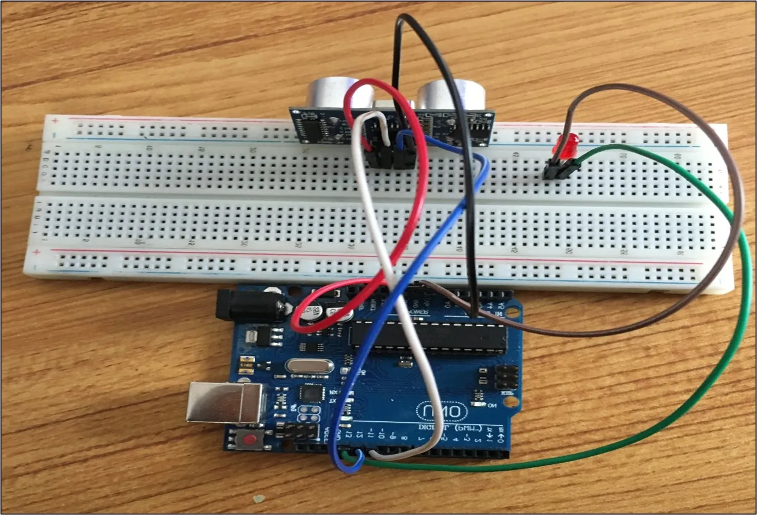 LED fixed on breadboard