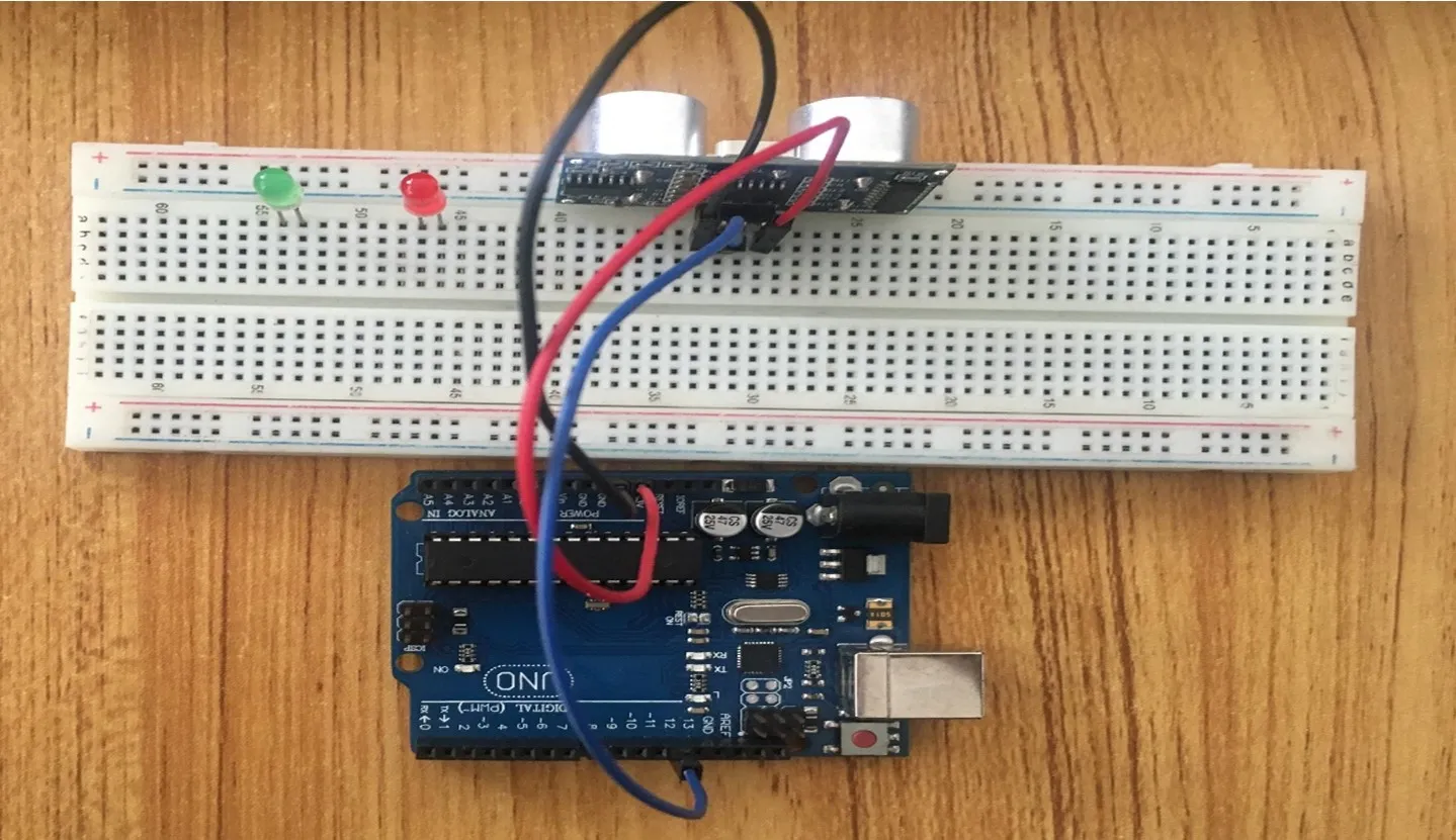 blue wire on breadboard