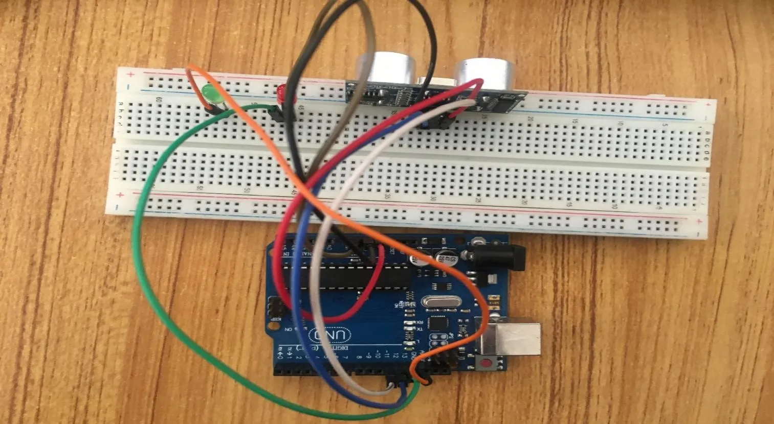 orange wire on breadboard