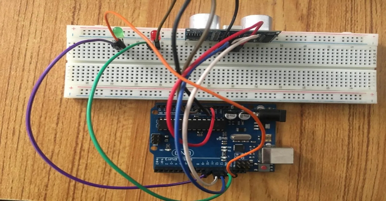 violet wire on breadboard