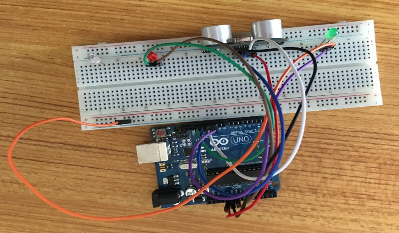 orange wire on breadboard