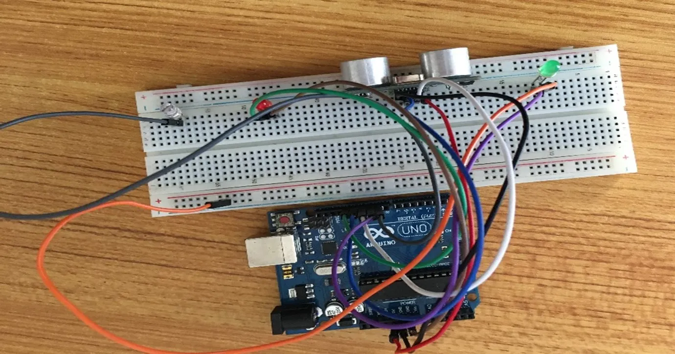 gray wire on breadboard