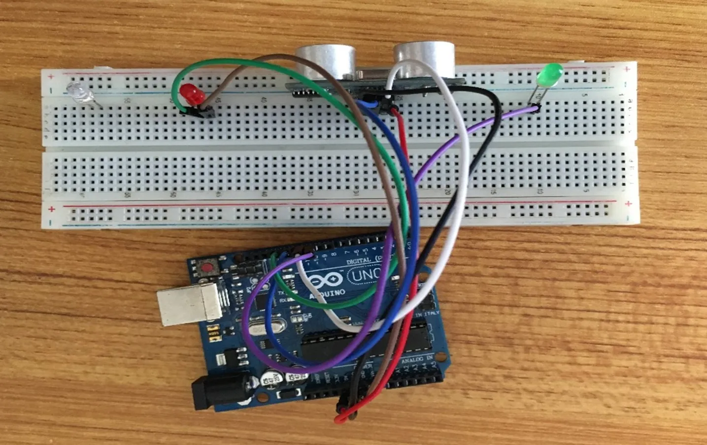 violet wire on breadboard