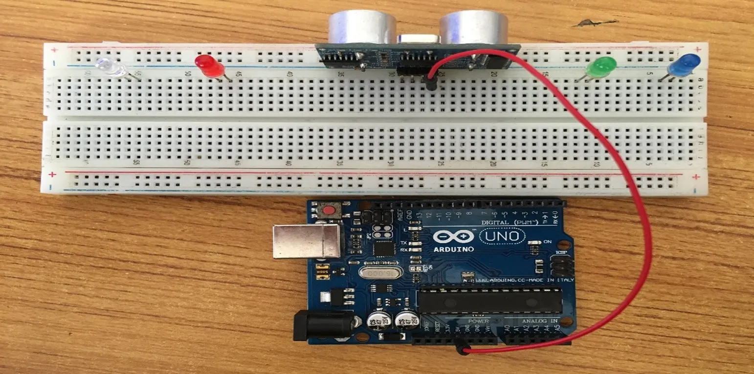 red wire on breadboard