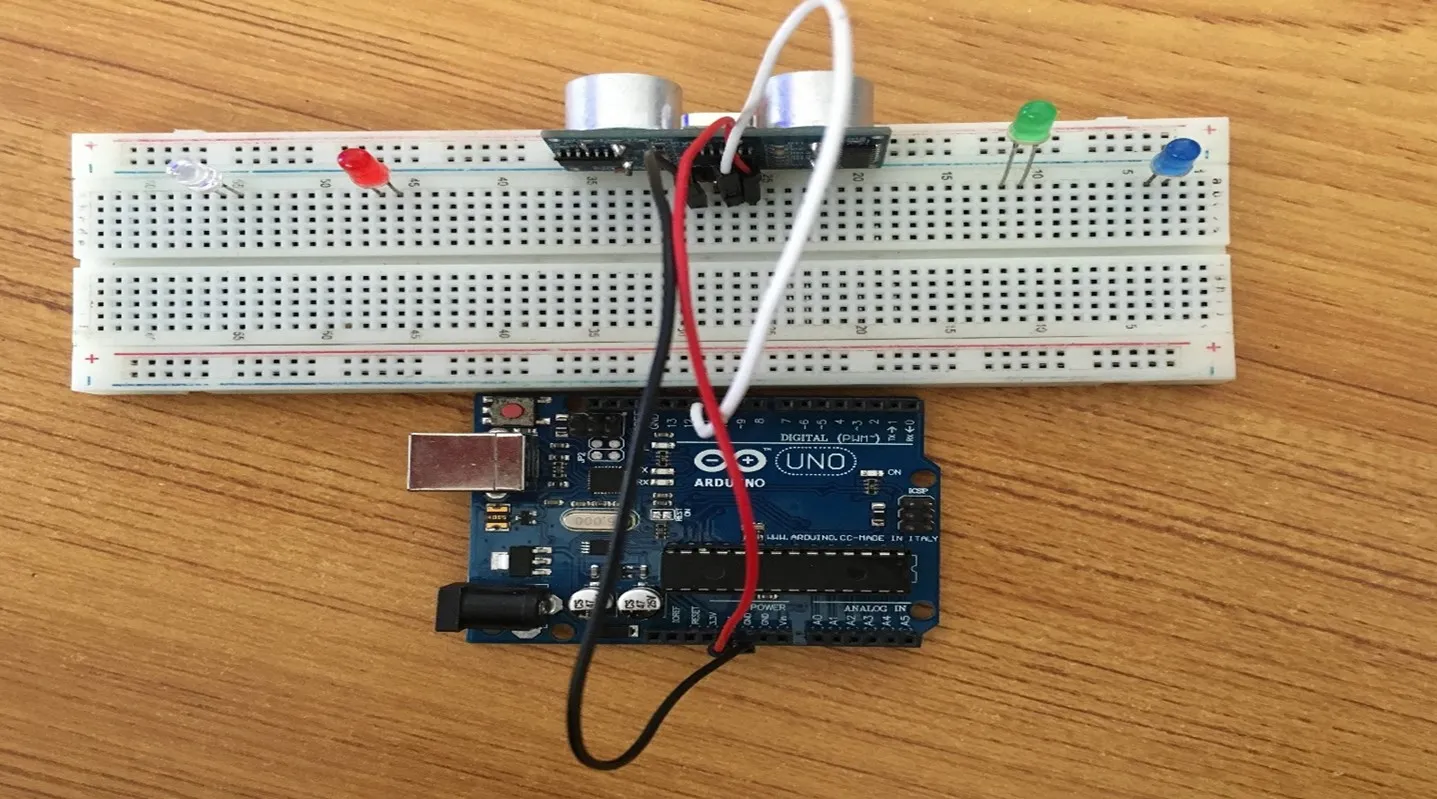 white wire on breadboard