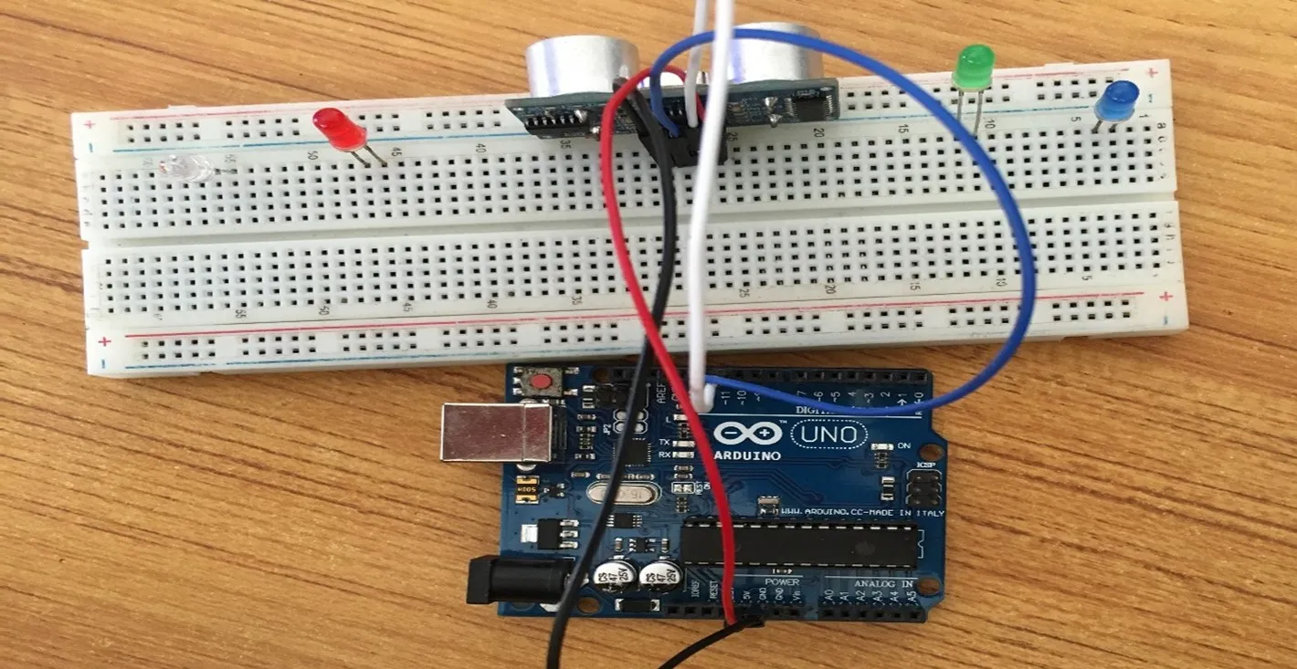 blue wire on breadboard