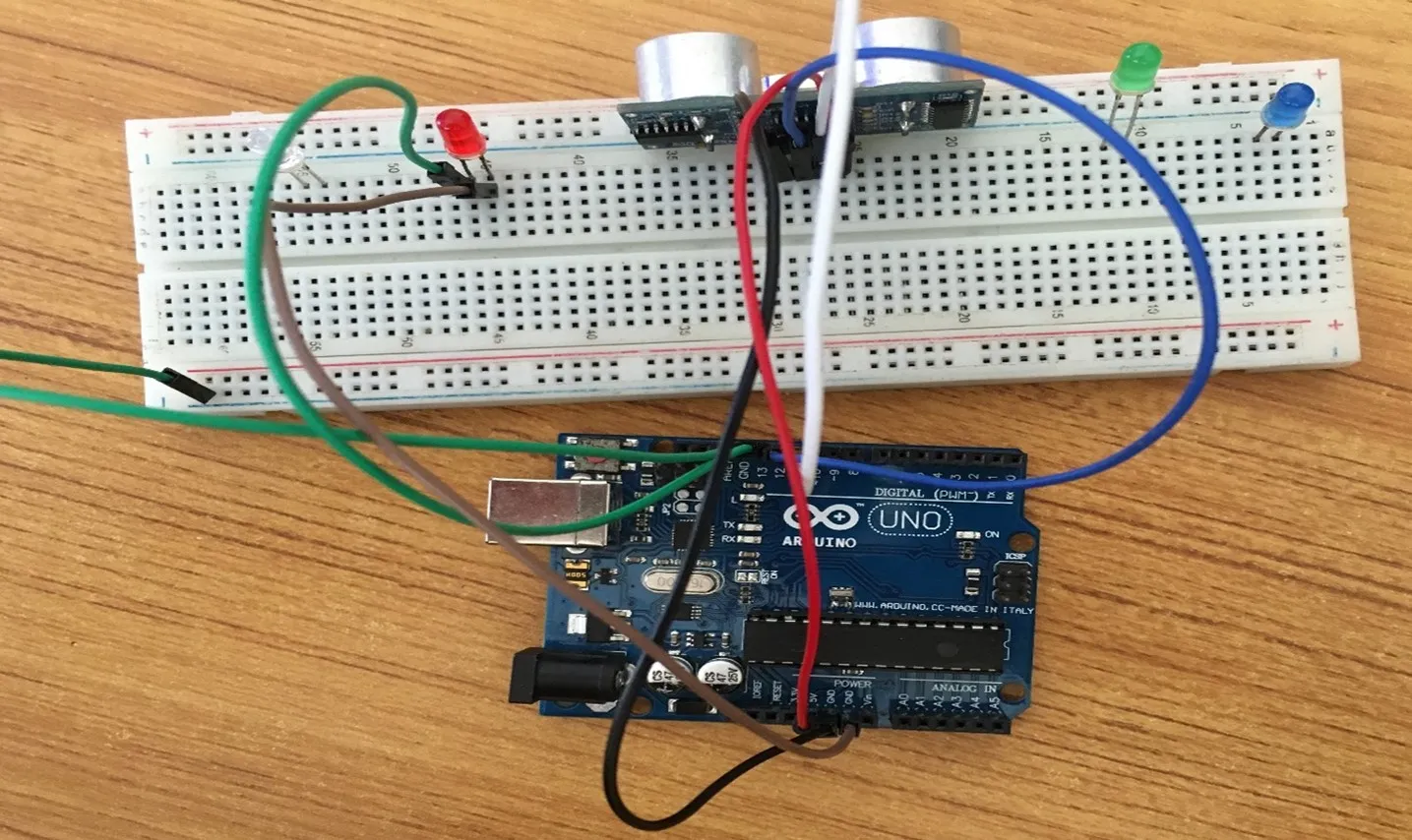 green wire on breadboard