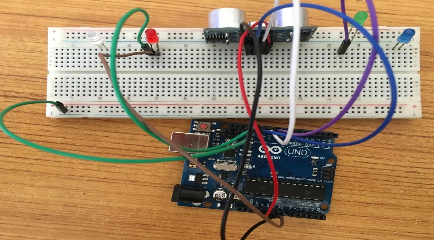 violet wire on breadboard