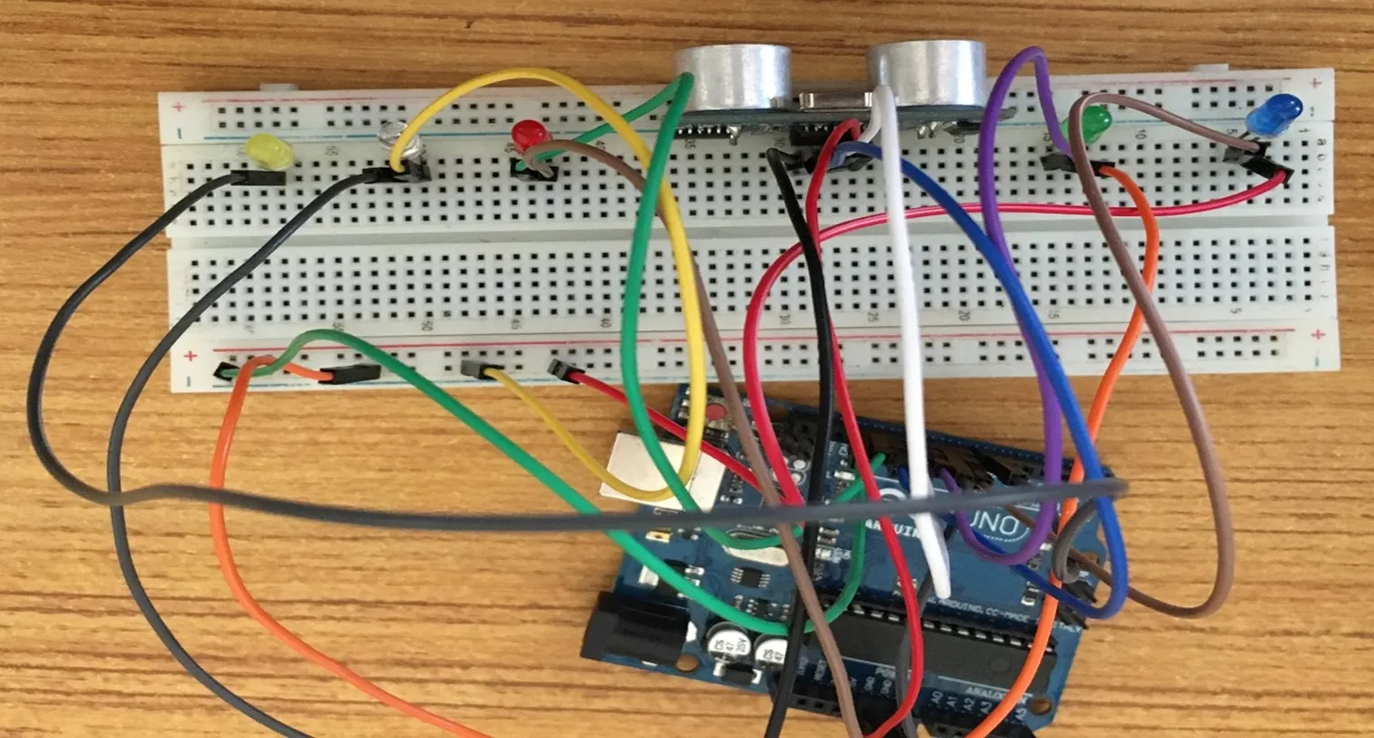 grey wire on breadboard