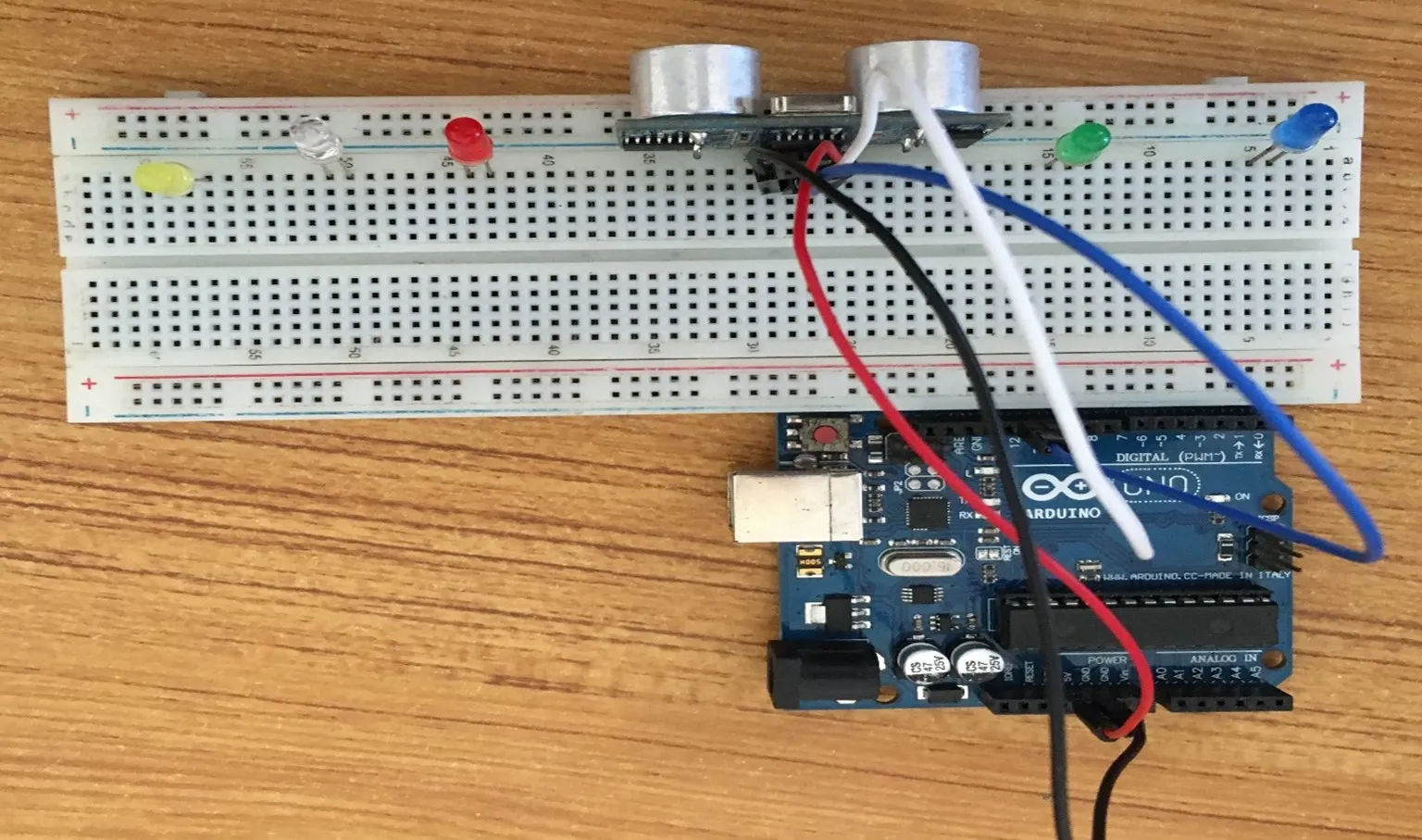 blue wire on breadboard