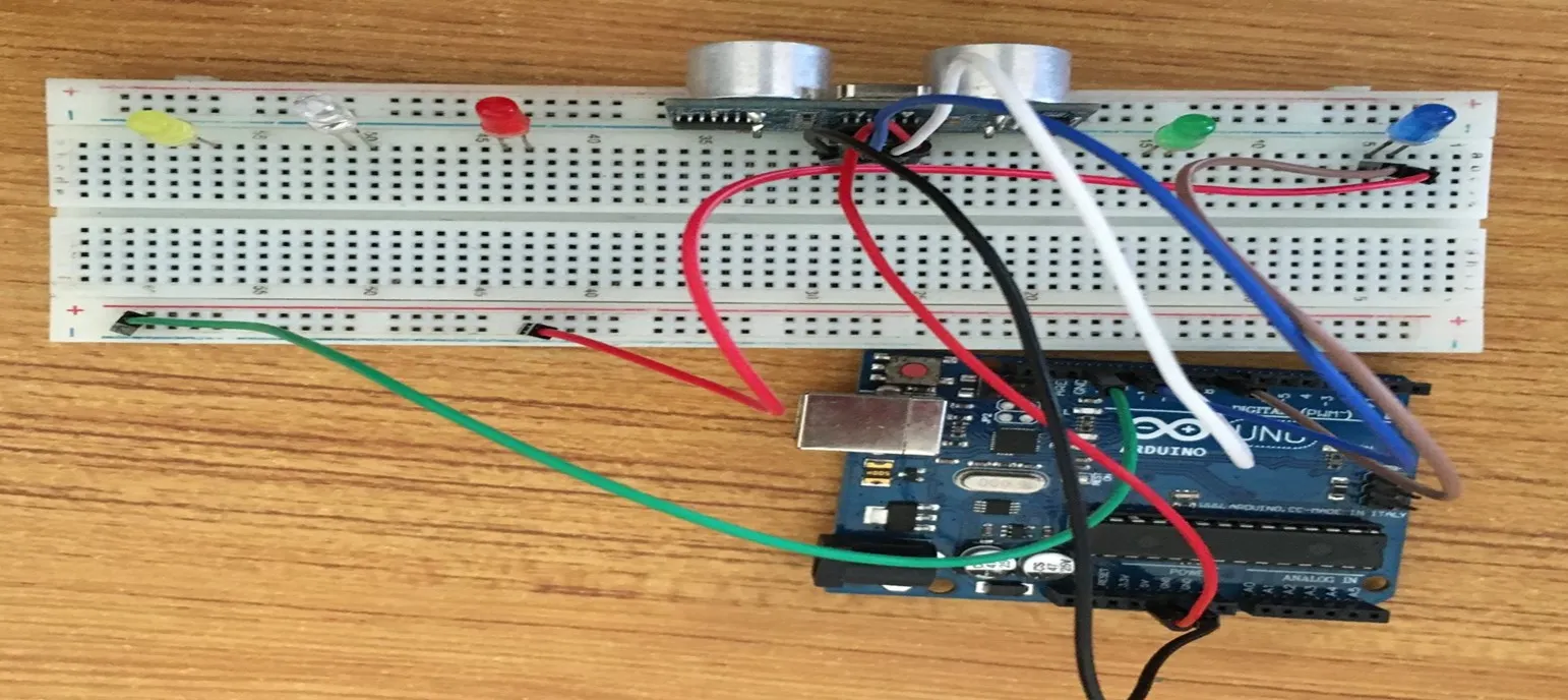 red wire on breadboard