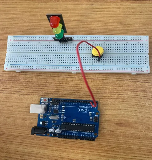 LED fixed on breadboard