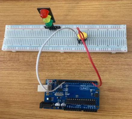 LED fixed on breadboard