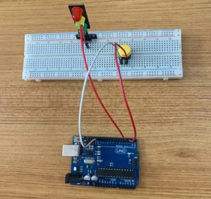 LED fixed on breadboard