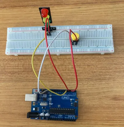 LED fixed on breadboard