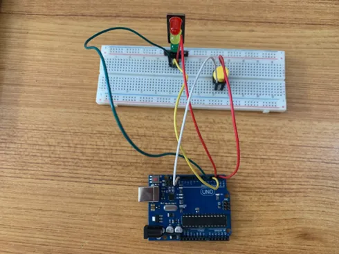 LED fixed on breadboard