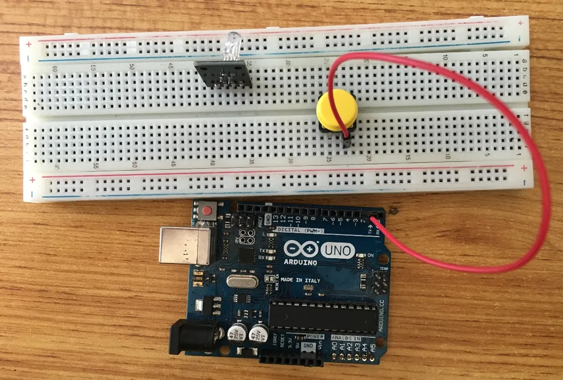 LED fixed on breadboard