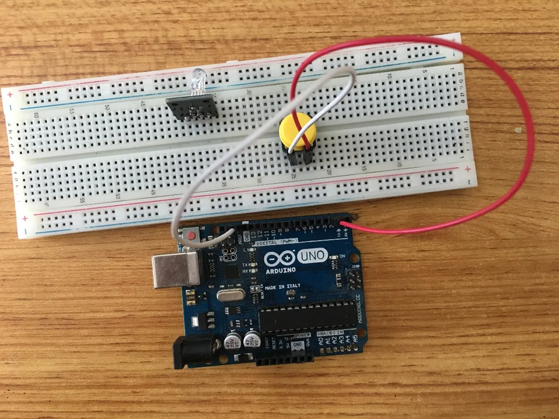 LED fixed on breadboard