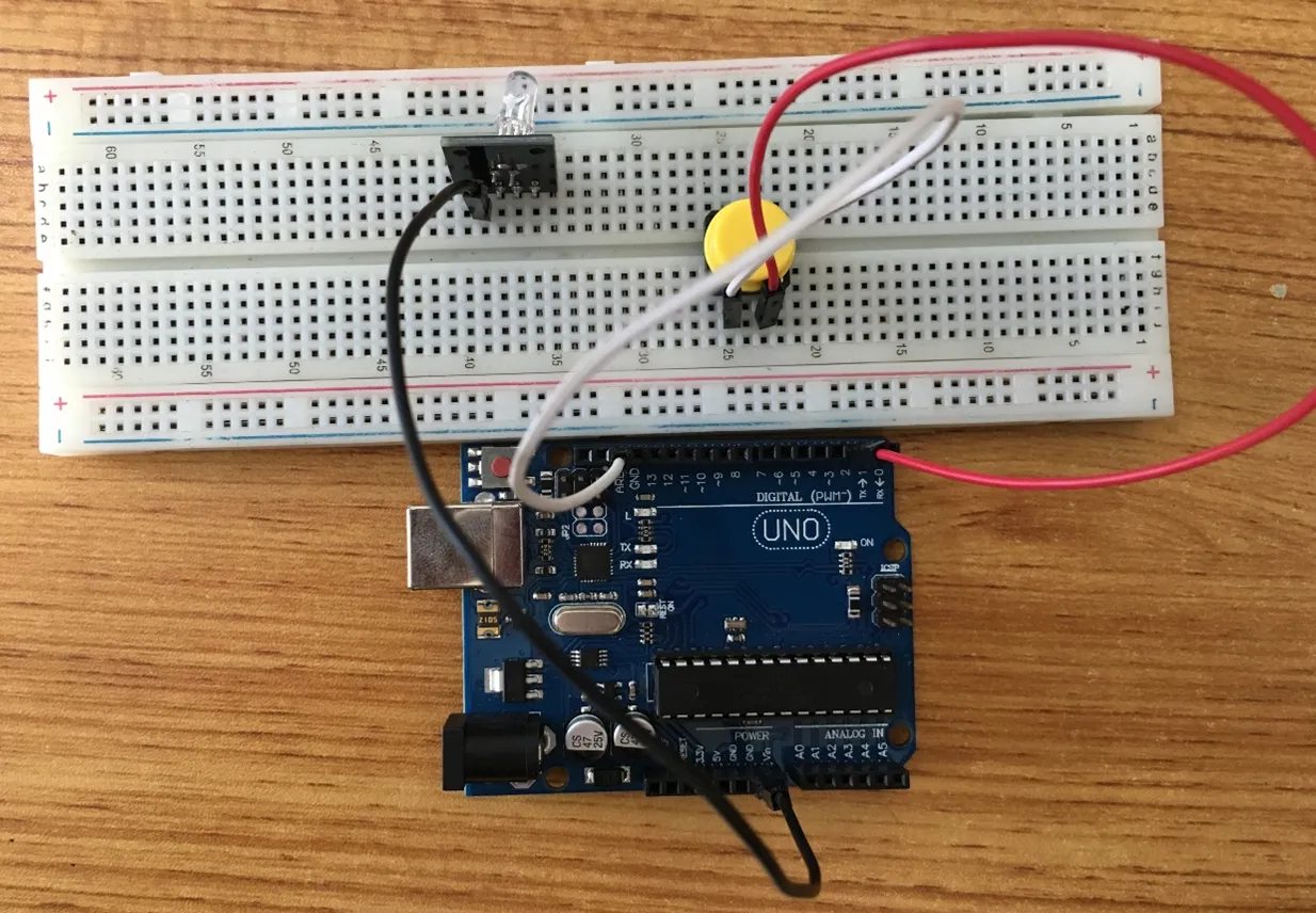 LED fixed on breadboard