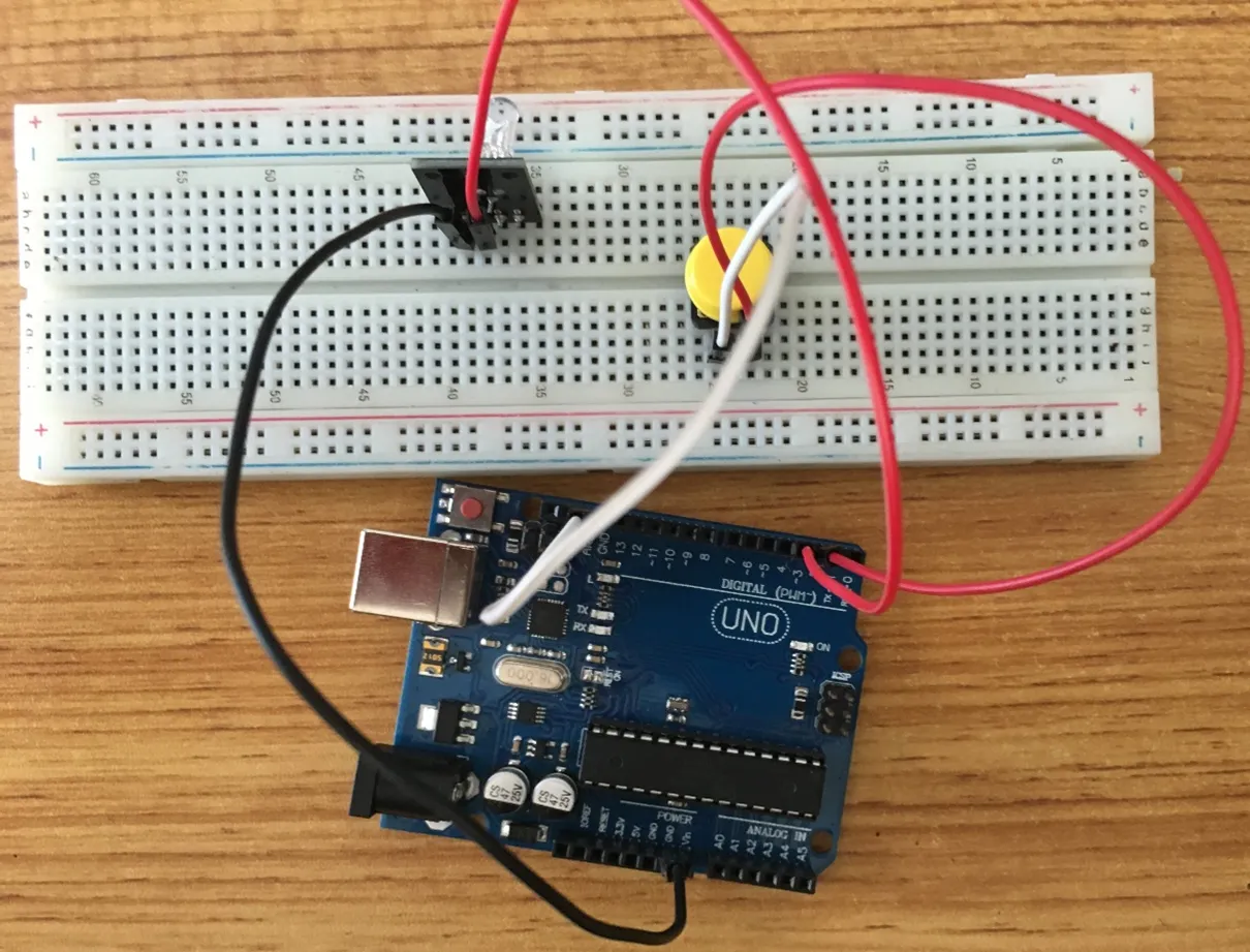 LED fixed on breadboard