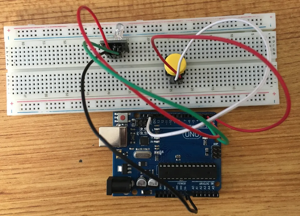 LED fixed on breadboard